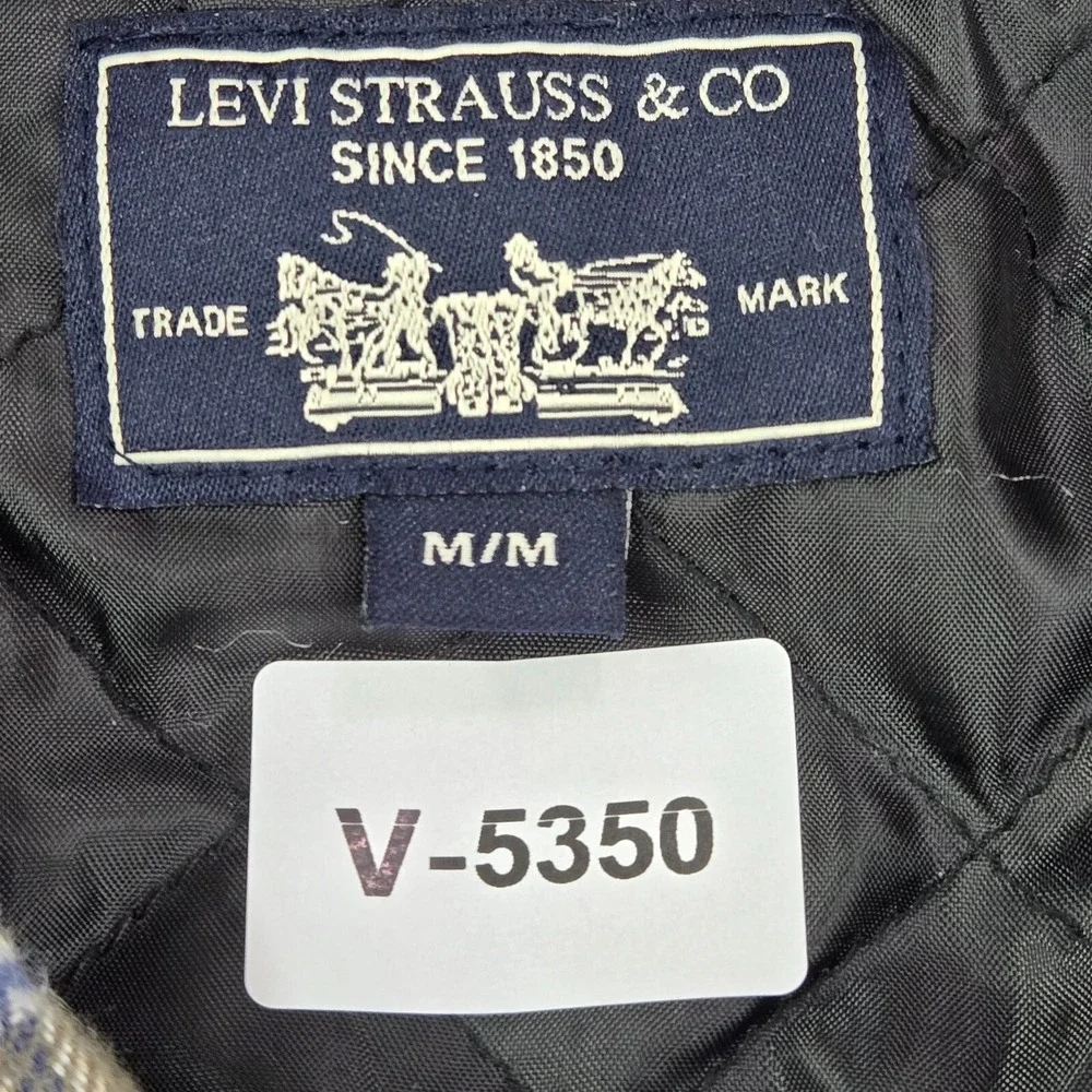 Levi's‎ Men Jacket Medium Brown Plaid Quilted Lined Shacket Pockets